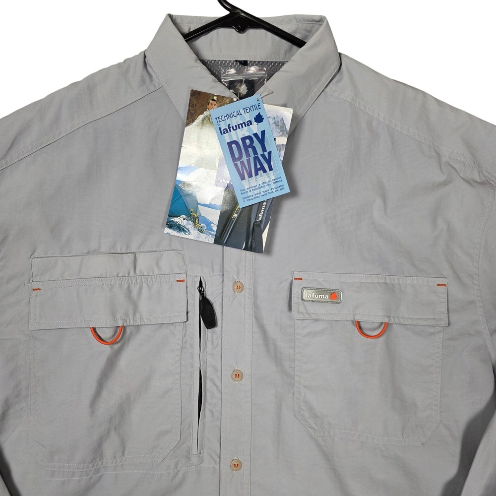 Lafuma Hiking Shirt Mens‎ XL Gray NEW Dry Way Technical Long Sleeve Button Up